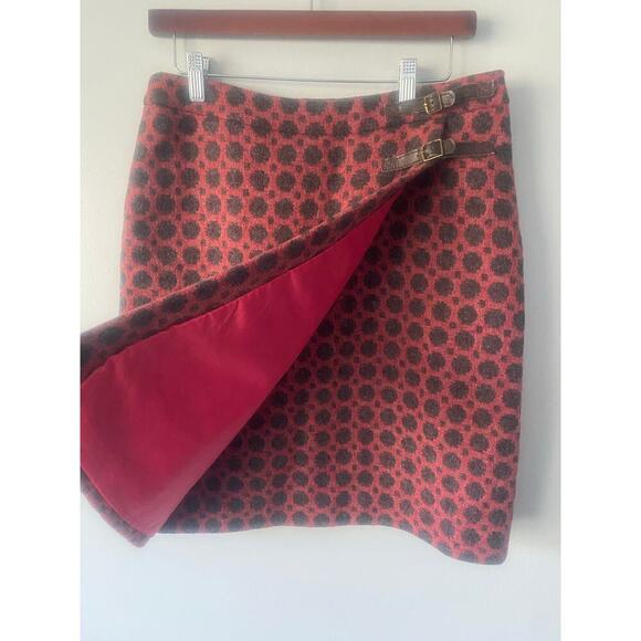 BODEN British Tweed by Moon 100% Wool Polka Dot Crossover Mini Skirt 8L - Picture 3 of 7